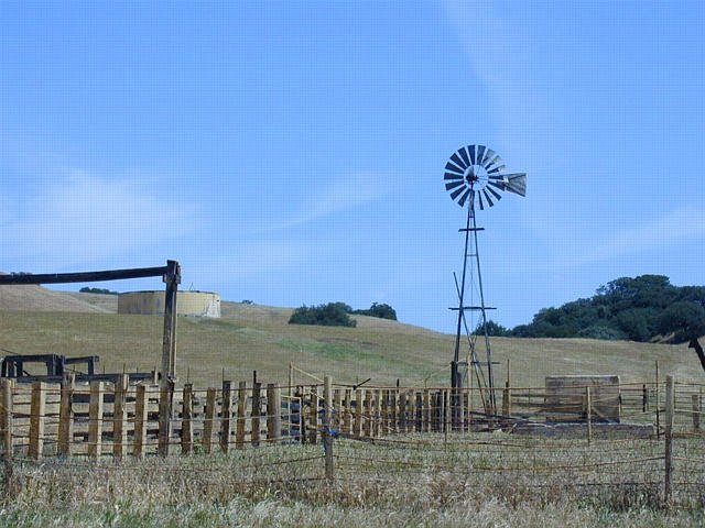 Windmill and cattle chute near Bradley