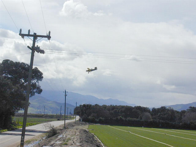 Crop dusting outside Greenfield